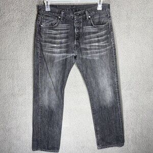 Levis Jeans Mens 33x32 Black 501 Button Fly Straight Denim Pants Western Classic